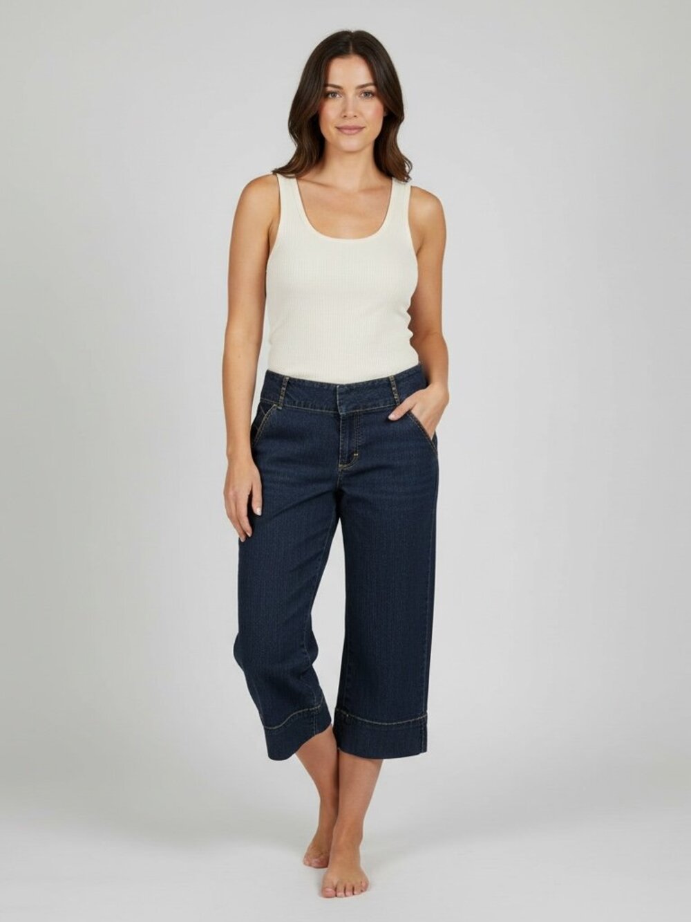 Bisou Bisou Michele Bohbot Dark Wash Denim Bermuda Shorts | Size 12